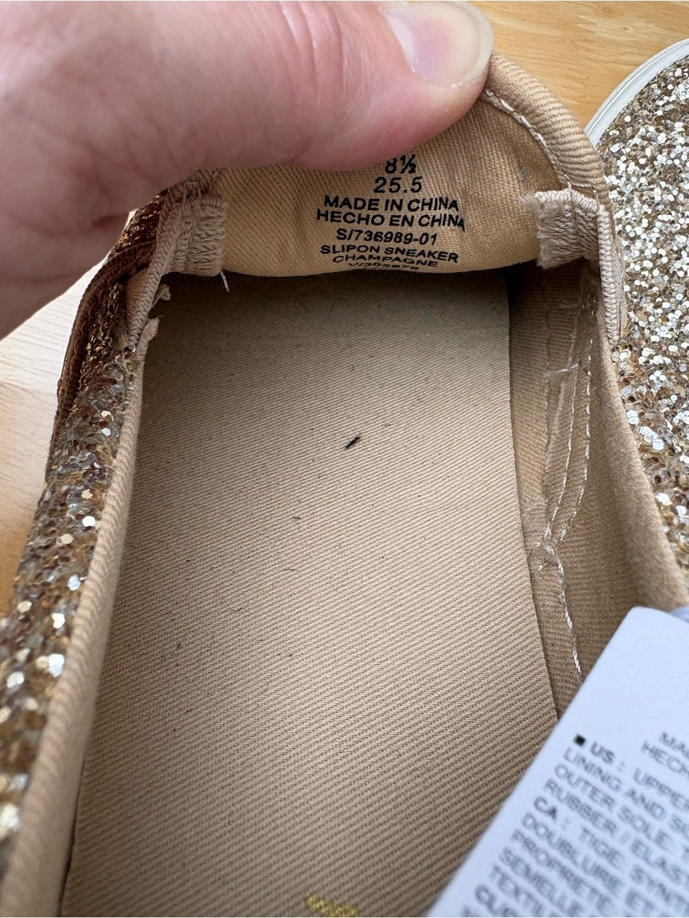 Old Navy Champagne Glitter Slip-On Sneakers | Women's Sz 8.5 - Picture 2 of 7
